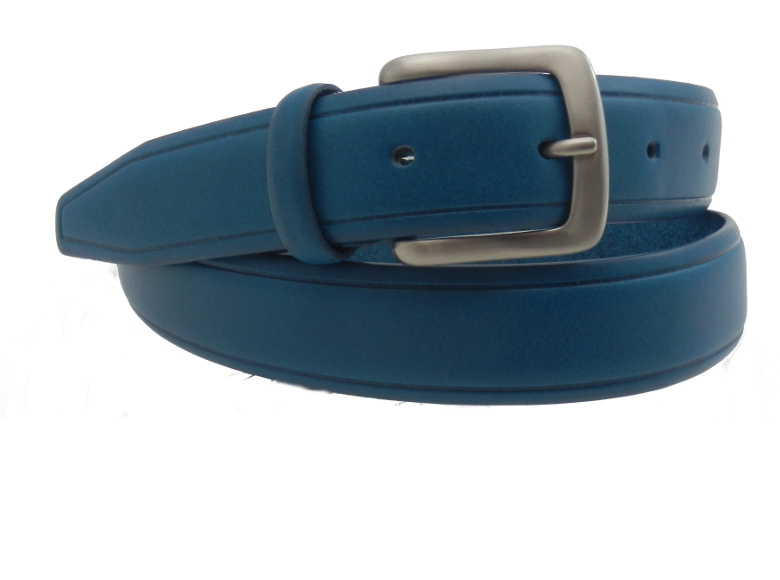 Cintura in Pelle volanata - Blu - 35mm